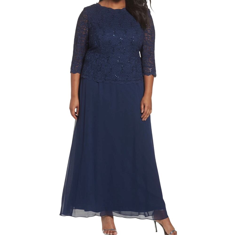 Alex Evenings Mock Two Piece A Line Gown, 20W